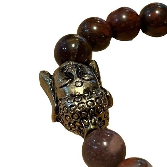 Costume Purple Aventurine Stones Beaded Stretchable Bracelet with Buddha Face - Picture 6 of 10